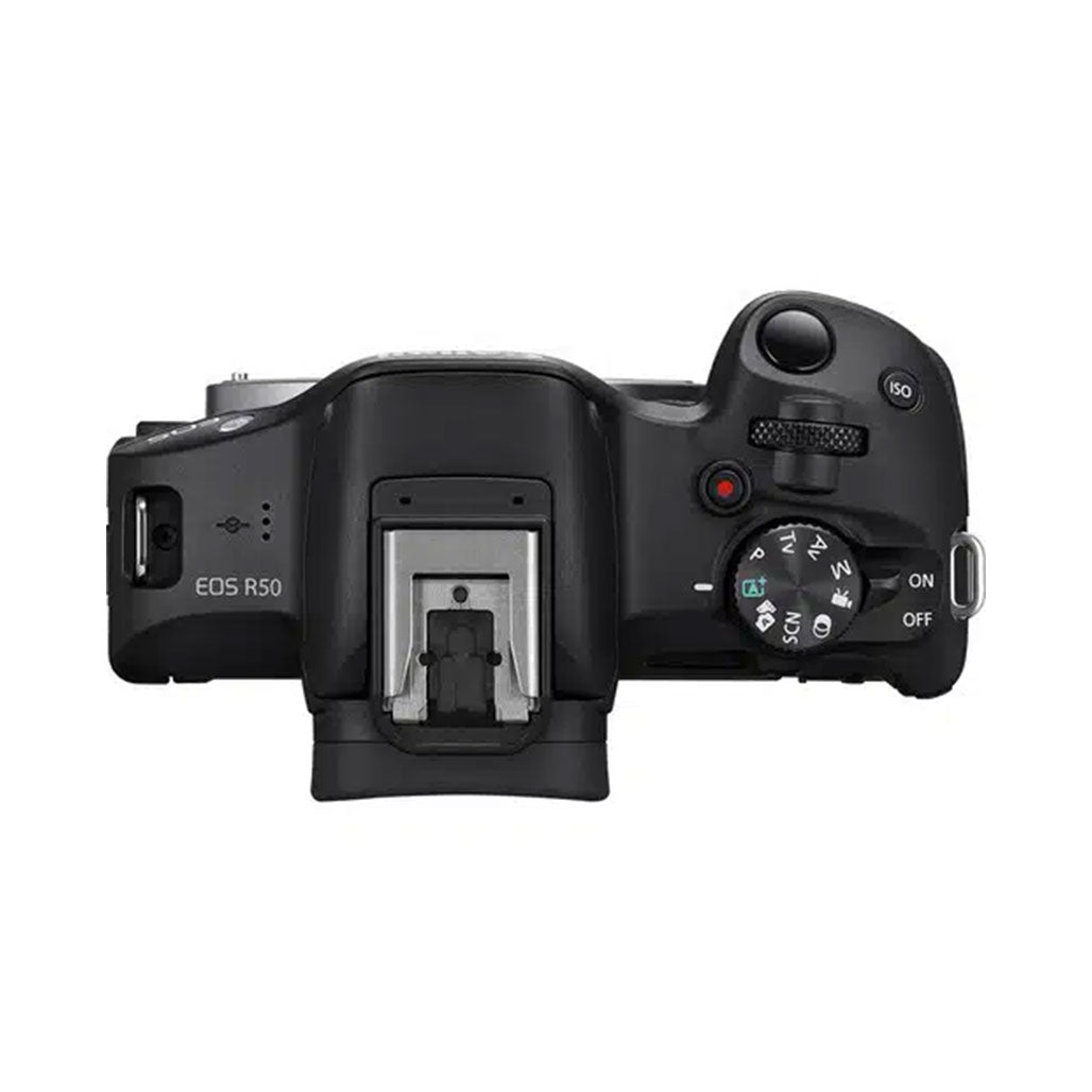 A Photo Of Canon EOS R50 - Mirrorless Camera Content Creator Kit, Black | Includes Mic and Tripod
