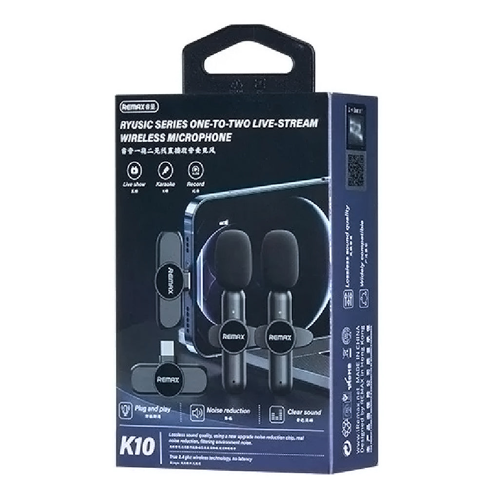 A Photo Of REMAX K10 Ryusic Series - Type C One-to-Two Live-Stream Wireless Microphone