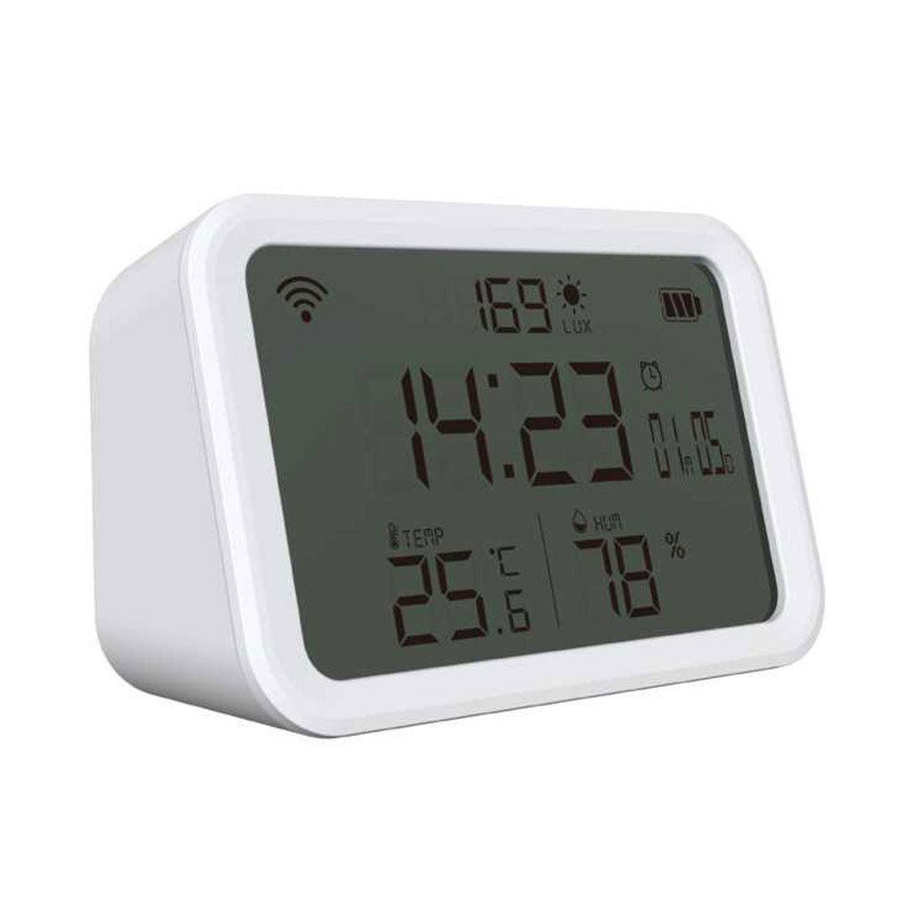 A Photo Of Porodo WiFi Smart Clock with Ambience Sensor – Temperature, Humidity Alerts, Google Assistant & Alexa Compatible