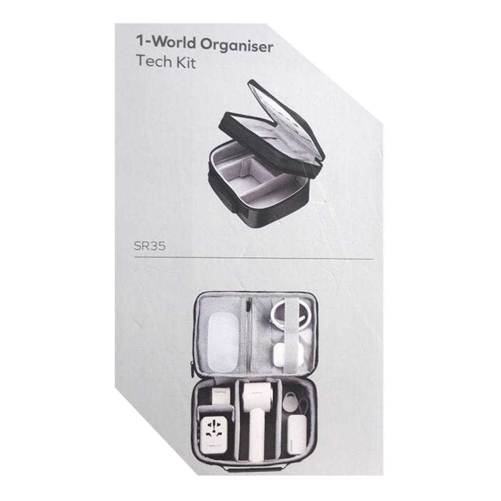 A Photo Of Momax 1-World Tech Organizer Case – Double-Layer Electronics Travel Pouch with Adjustable Compartments & Elastic Cable Management