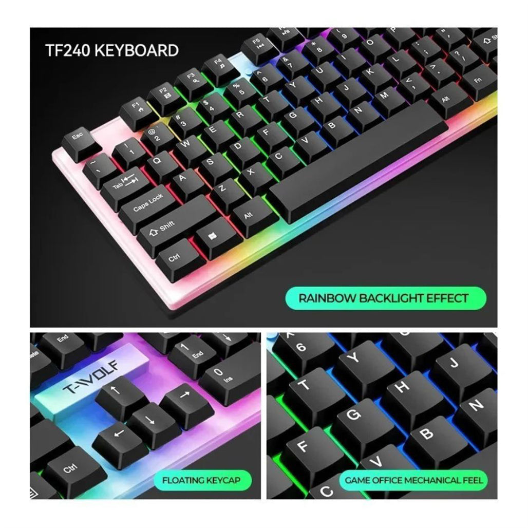 A Photo Of T-Wolf TF-240 4-in-1 Wired Gaming Combo