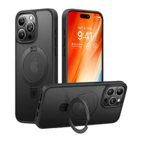 Torras UPRO Ostand Black MagSafe Case for iPhone 15 Pro – 360° Kickstand with Enhanced Protection and Fast Wireless Charging