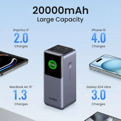 A Photo Of UGREEN Nexode 20000mAh 130W Power Bank with Smart TFT Display and 100W Fast Charging – Airline-Approved for iPhone, MacBook, and More