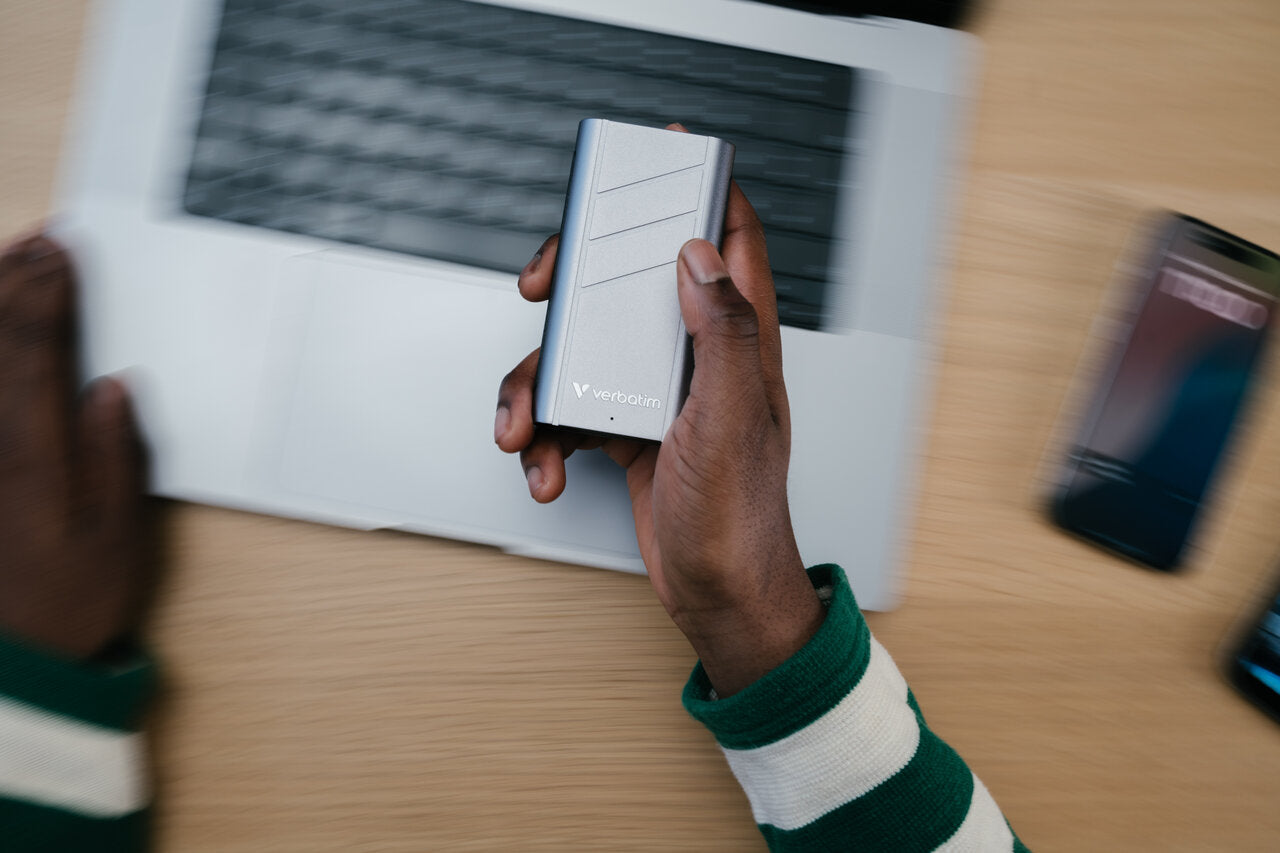 A Photo Of Verbatim TurboMetal SSD USB4 2TB - up to 3700 MB/s read and 3600 MB/s write