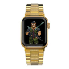 A Photo Of Green Lion Metalic Grande Acero Correa Bracelet For Apple Watch 42mm/44mm/45mm