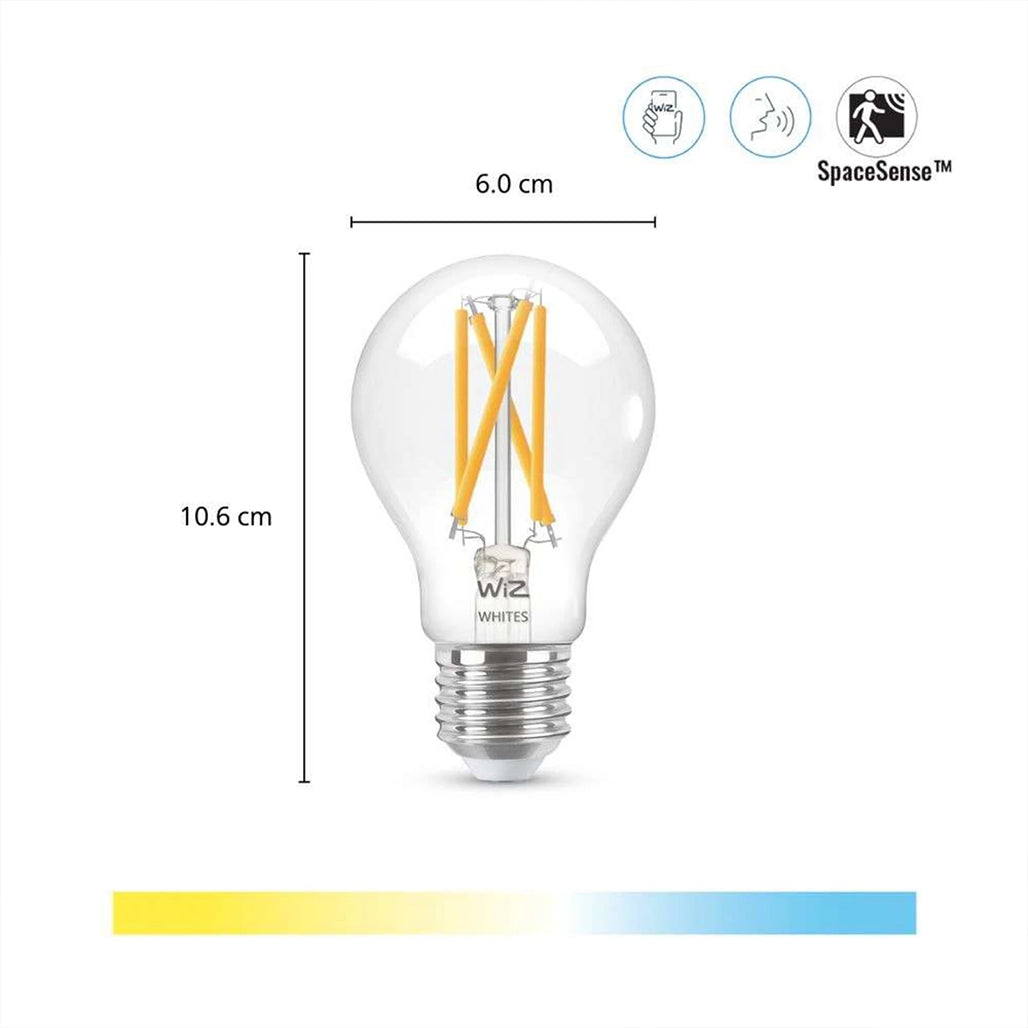 A Photo Of WiZ Smart WiFi LED Light Bulb E27 Amber – 60W Equivalent, Tunable White (Warm to Cool), App & Voice Control, Energy Monitoring