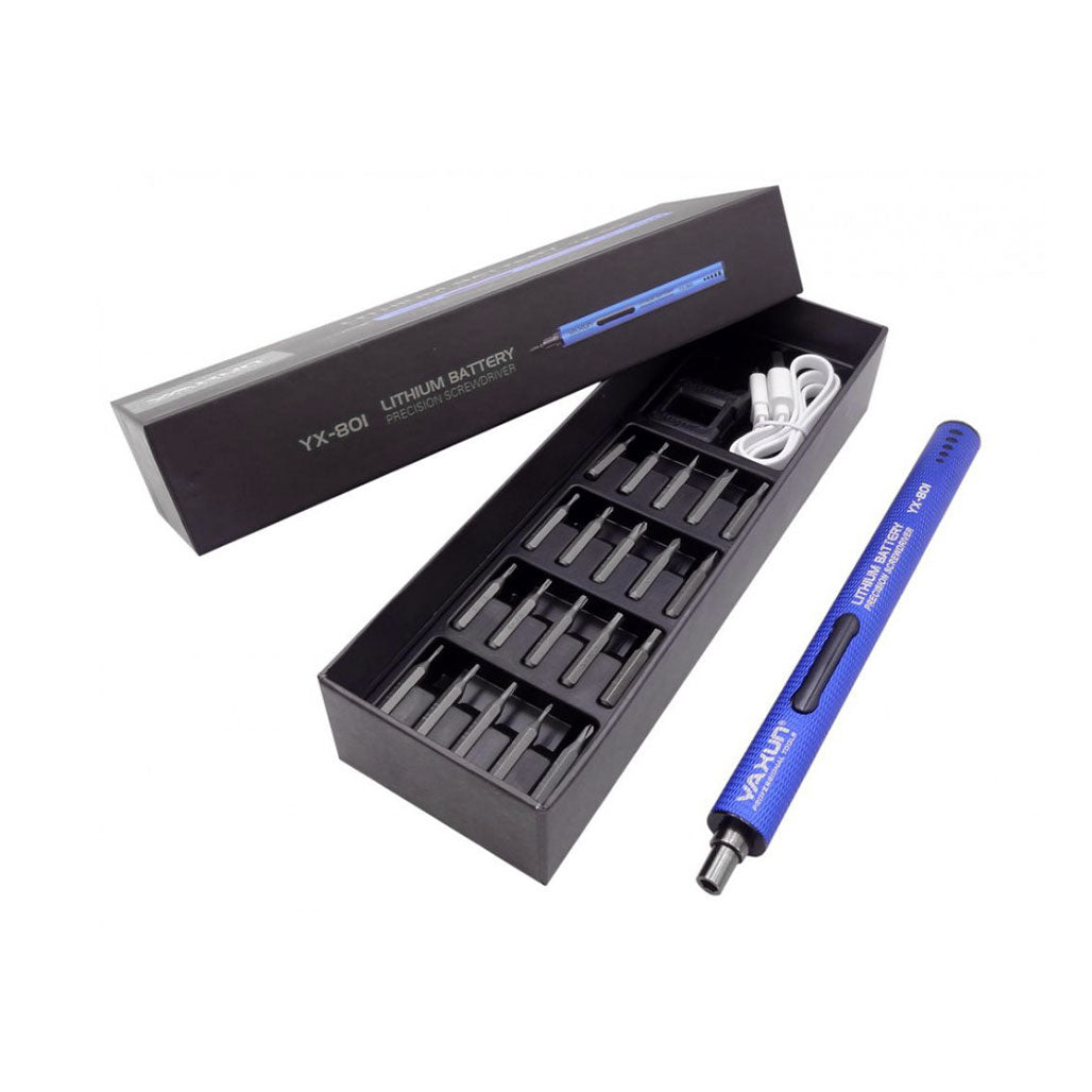 A Photo Of YAXUN YX-801 LED Micro Electric Screwdriver with 20 Pieces