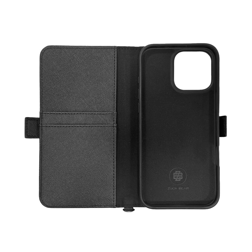A Photo Of Zuck Bear Shockproof Wallet Case for iPhone 16 Pro Max – Dual Card Slots, Magnetic Closure & Stand Function