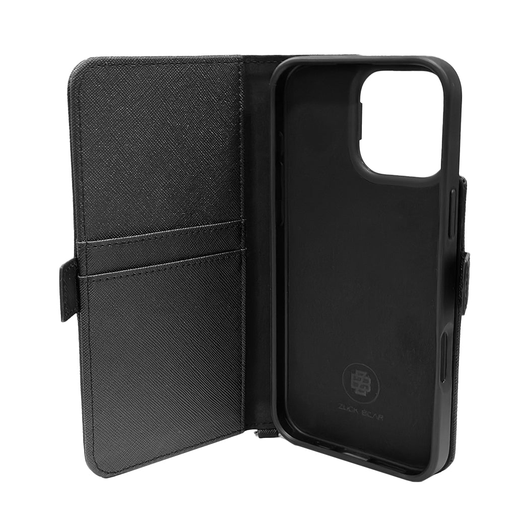 A Photo Of Zuck Bear Shockproof Wallet Case for iPhone 16 Pro Max – Dual Card Slots, Magnetic Closure & Stand Function
