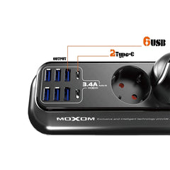 A Photo Of Moxom MX-ST05 Safety Power Strip | 4 Sockets & 8 USB Ports for Home and Travel