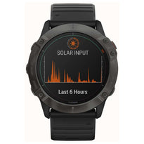 Garmin FĒNIX 6X Pro Solar Edition Titanium Carbon Grey DLC with Black Band from Garmin sold by 961Souq-Zalka