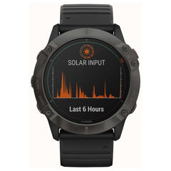 A Photo Of Garmin FĒNIX 6X Pro Solar - Titanium Carbon Grey DLC with Black Band
