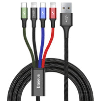 Baseus Fast 4-IN-1 Cable for iPhone USB-C Micro 3.5A 1.2M Black from Baseus sold by 961Souq-Zalka