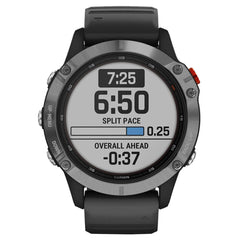 A Photo Of Garmin FĒNIX 6 Solar - Silver With Black Band