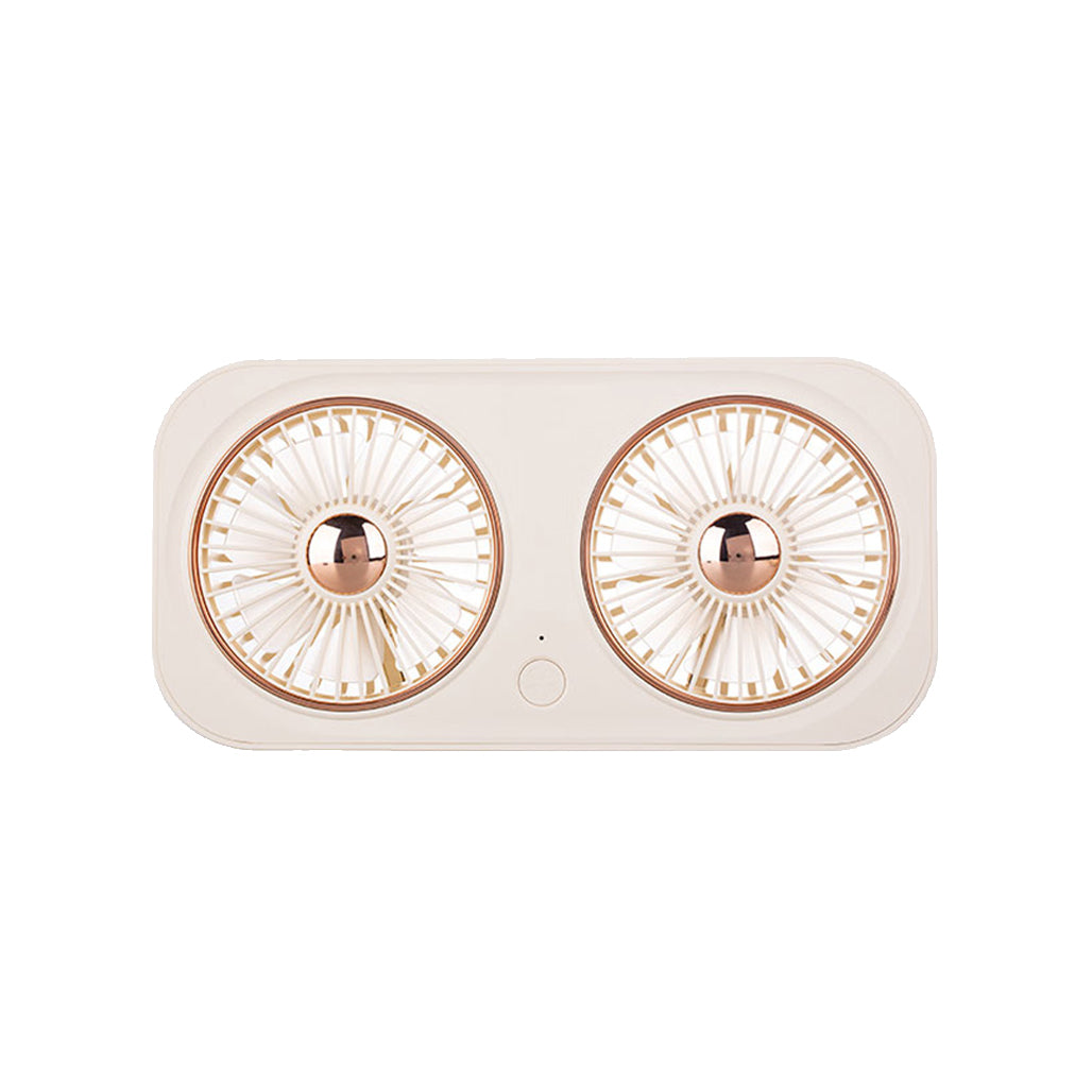 A Photo Of F006 Dual Motor Head Folding USB Cooling Fan - Adjustable 360-Degree Rotation with 3 Speeds