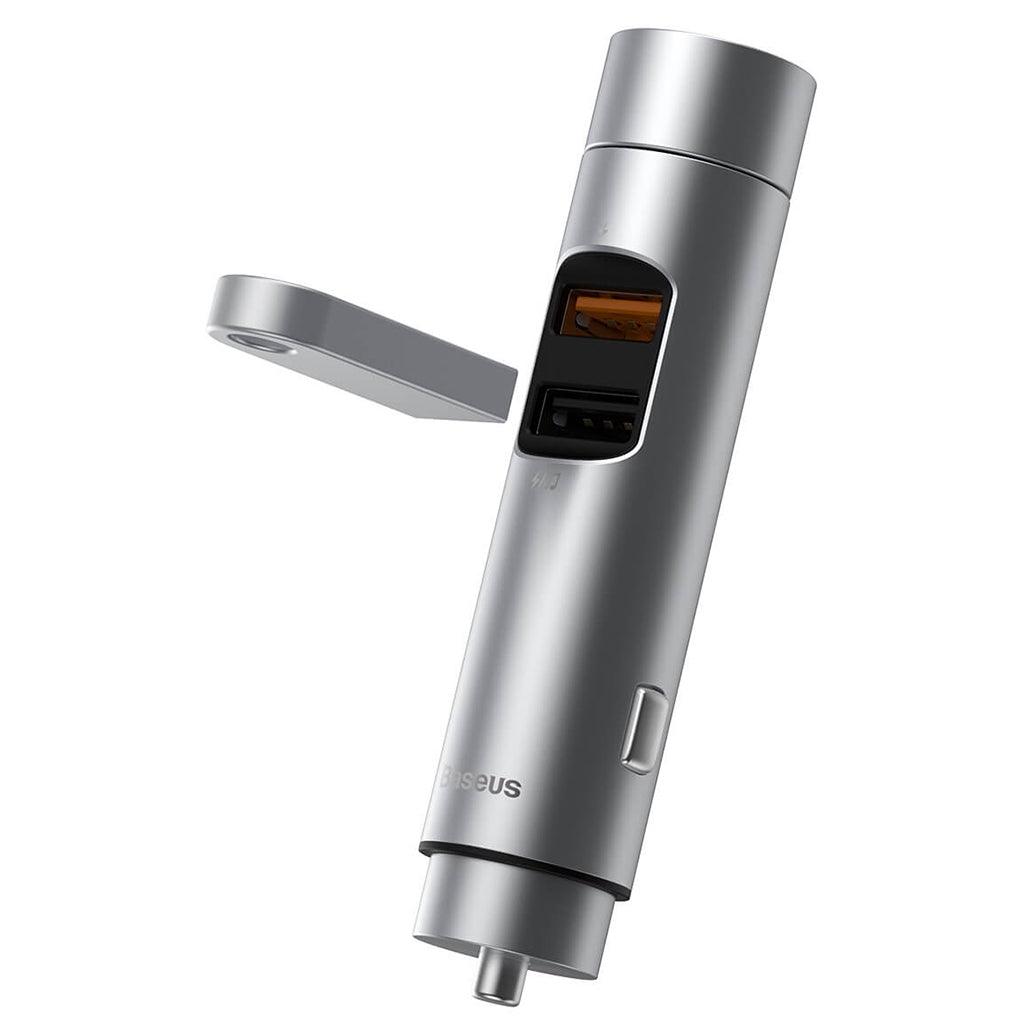 A Photo Of Baseus BS-01 Energy Column Car Wireless MP3 Charger - 5.0 Bluetooth, 3.1A Fast Charging, Intelligent Voltage Display, Metal Enclosure - Silver