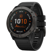 Garmin FĒNIX 6X Pro Solar Edition Titanium Carbon Grey DLC with Black Band from Garmin sold by 961Souq-Zalka