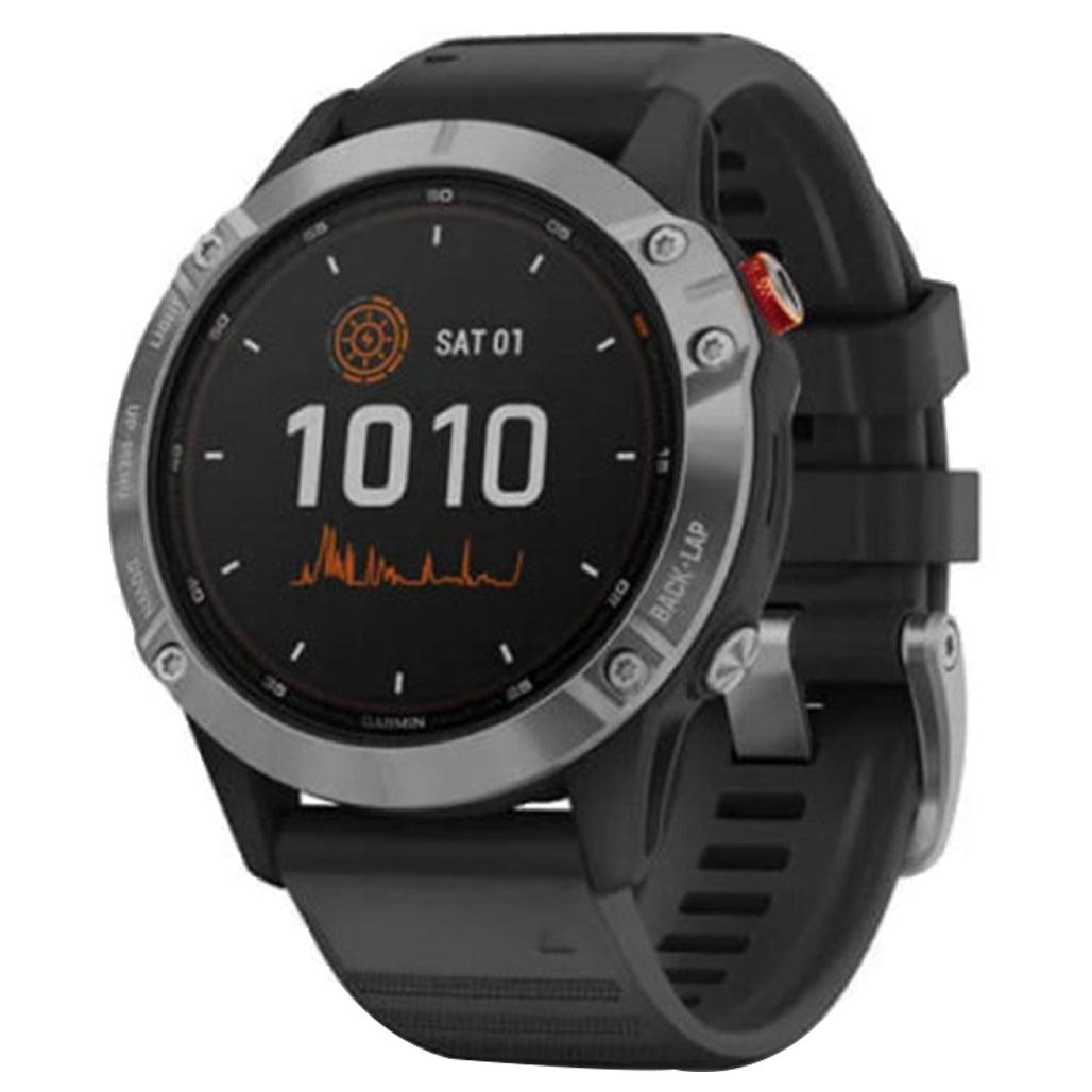 A Photo Of Garmin FĒNIX 6 Solar - Silver With Black Band