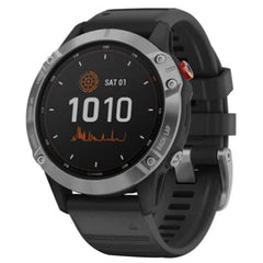 A Photo Of Garmin FĒNIX 6 Solar - Silver With Black Band