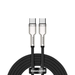 A Photo Of Baseus Cafule Metal Data Cable USB-C to USB-C - 100W High Power, 2M Length, Zinc Alloy, 480Mbps Data Transfer