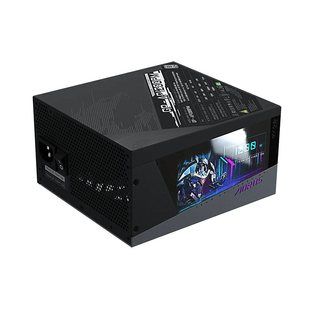 A Photo Of Gigabyte Aorus P1200W RGB Fully Modular Power Supply - 1200W Platinum Efficiency with RGB Lighting
