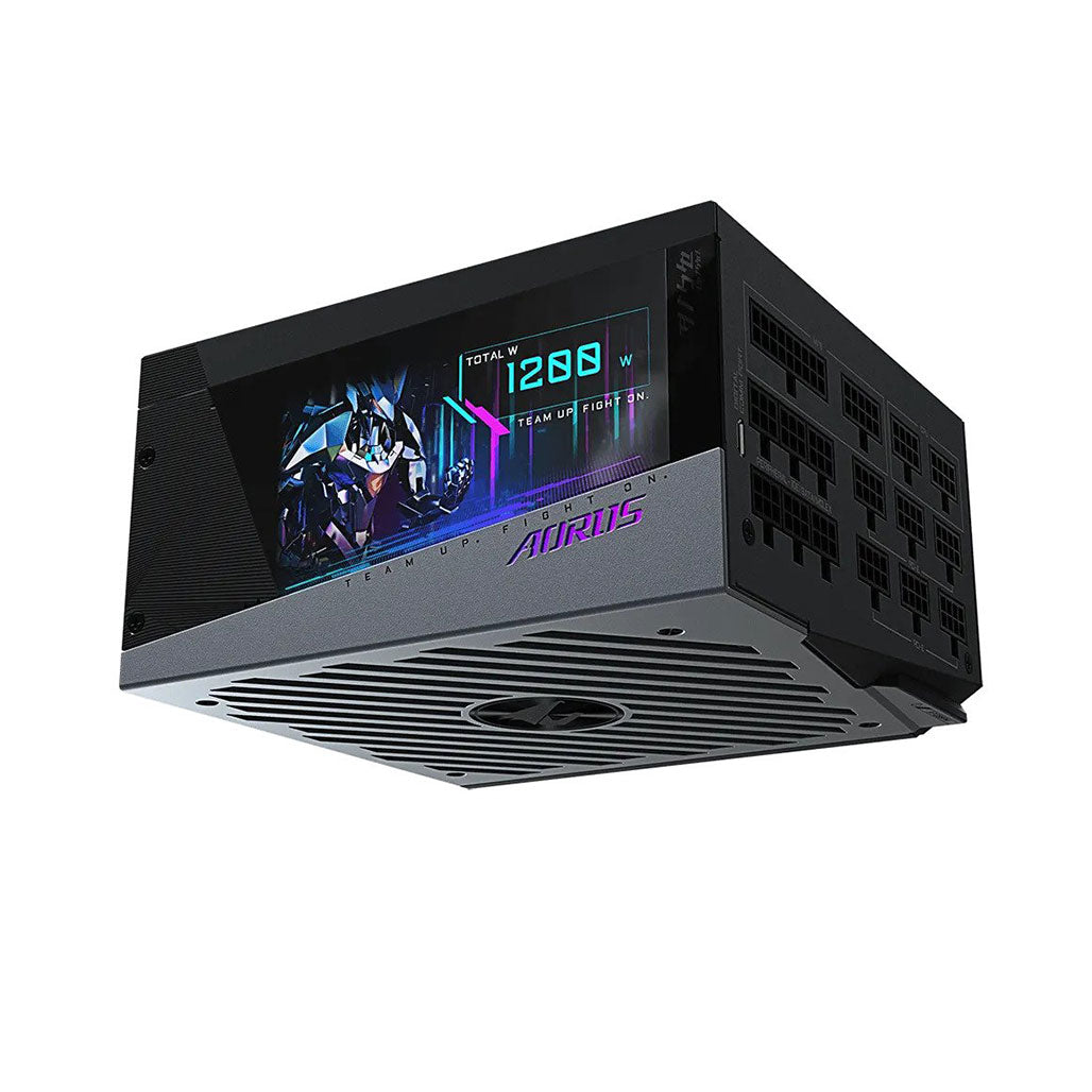 A Photo Of Gigabyte Aorus P1200W RGB Fully Modular Power Supply - 1200W Platinum Efficiency with RGB Lighting