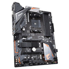 A Photo Of Gigabyte B450 Aorus ELITE (rev. 1.1) AM4 Motherboard - Efficient ATX Board with DDR4, PCIe 3.0, and Multi-Graphics Support