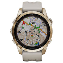 Garmin FĒNIX 7S Sapphire Solar - Cream Gold Titanium With Cream Heathered Nylon Band from Garmin sold by 961Souq-Zalka