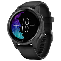 Garmin VENU GPS Smartwatch Slate Stainless Steel Bezel with Black Case and Silicone Band from Garmin sold by 961Souq-Zalka