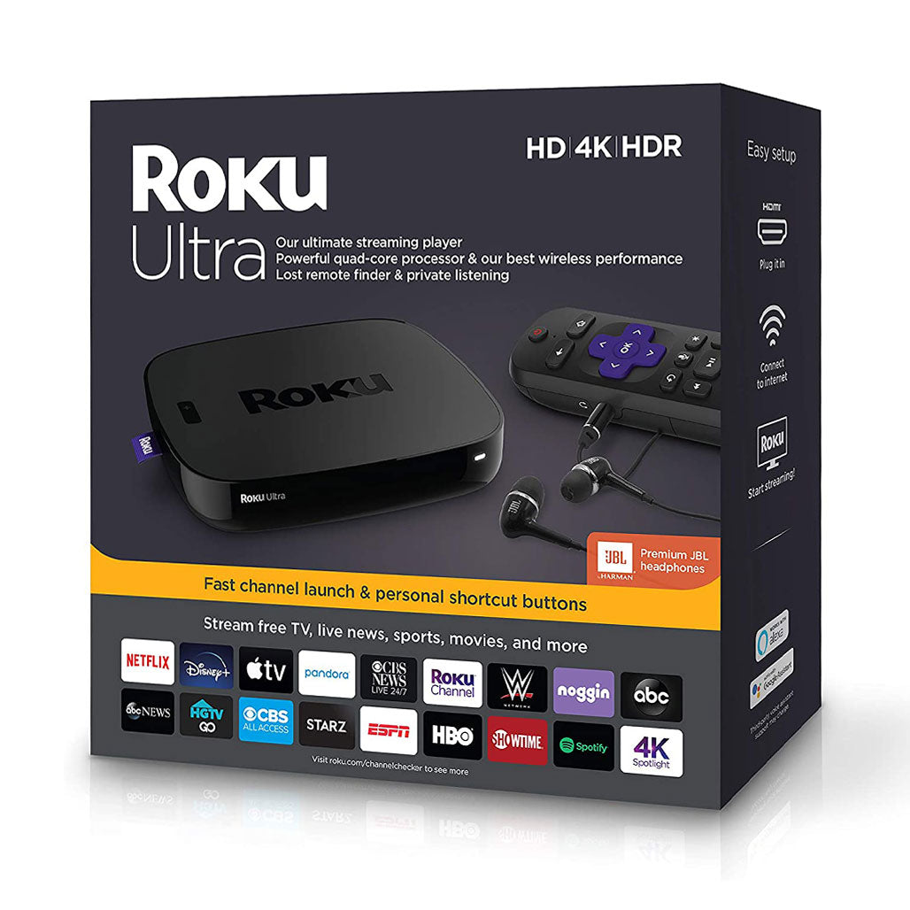 A Photo Of Roku Ultra Streaming Media Player 4K/HD/HDR with Premium JBL Headphones