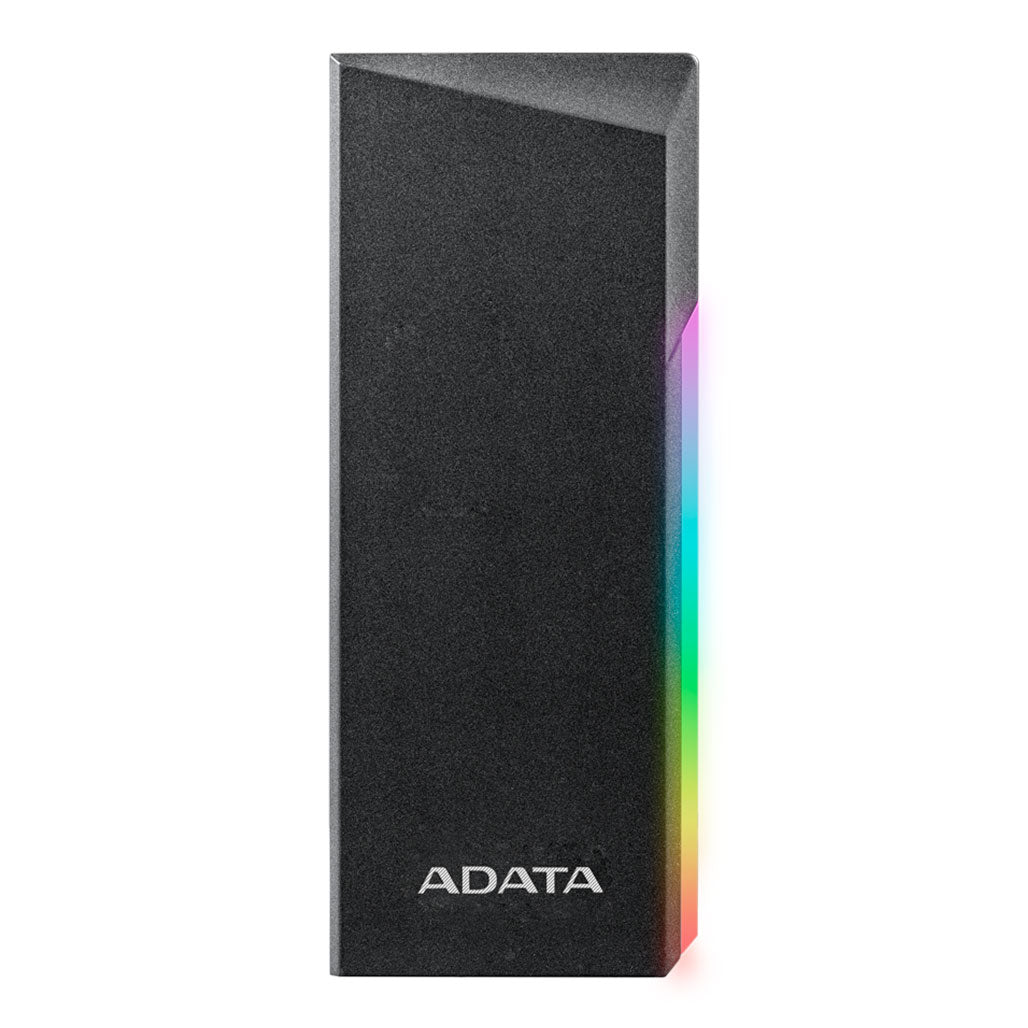 A Photo Of Adata EC700G M.2 PCIe/SATA SSD Enclosure with RGB Lighting - USB 3.2 Gen2, Tool-Free Assembly, Compatible with PCIe & SATA SSDs