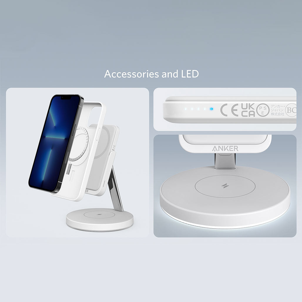 A Photo Of Anker 633 MagGo Magnetic Wireless Charger – 2-in-1 Charging Stand & Portable Charger with Safe Charging Technology