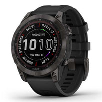 Garmin FĒNIX 7 Sapphire Solar Carbon Grey Titanium With Black Band from Garmin sold by 961Souq-Zalka