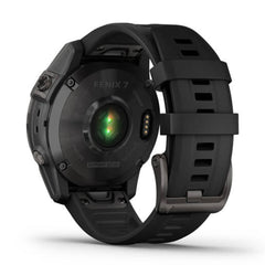 A Photo Of Garmin FĒNIX 7 Sapphire Solar - Carbon Grey Titanium With Black Band