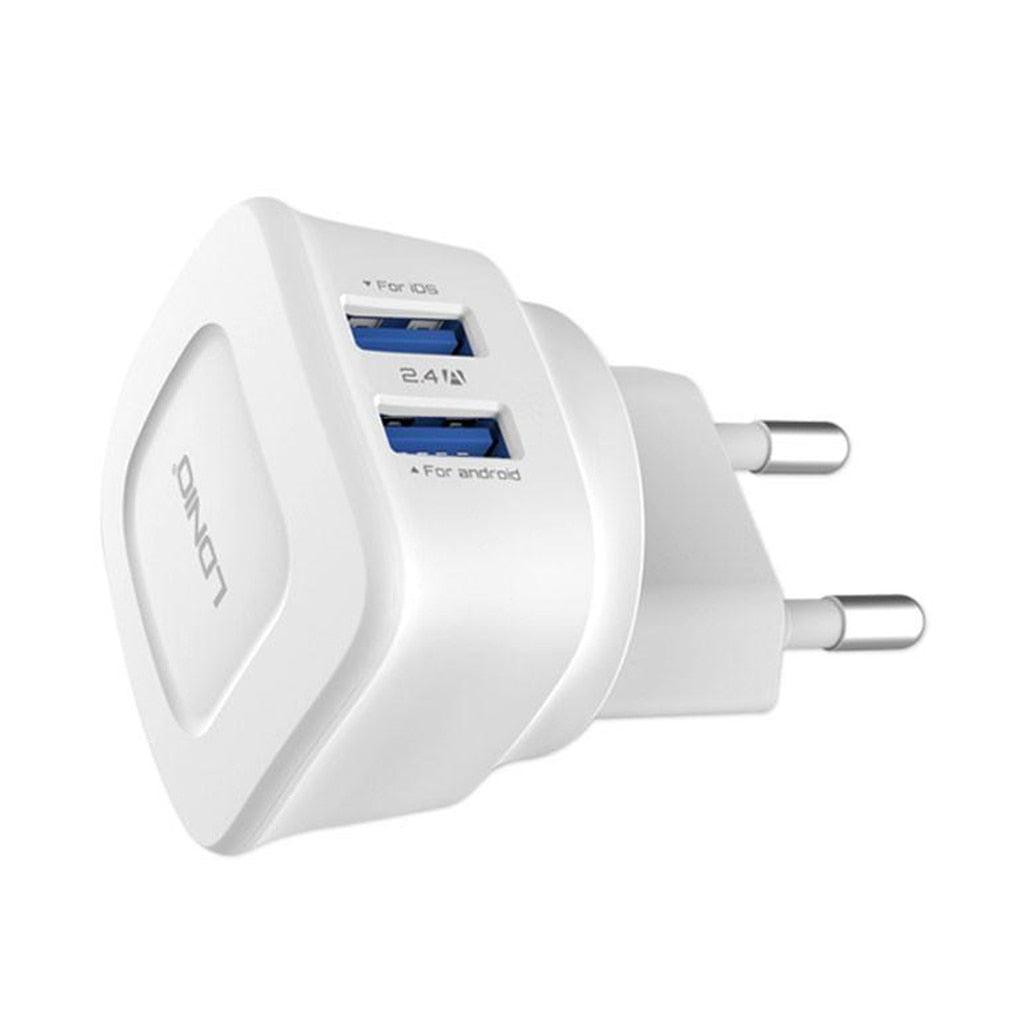 A Photo Of LDNIO DL-AC66 Dual USB Port AC Adapter – 5V 2.4A Wall Charger for Phones and Tablets