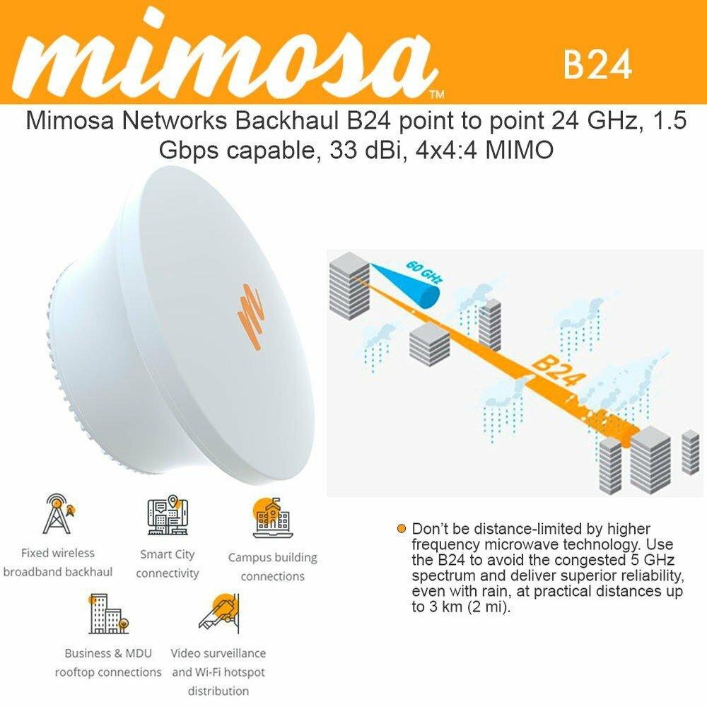 A Photo Of Mimosa Backhaul B24 point-to-point 24 GHz, 1.5 Gbps capable