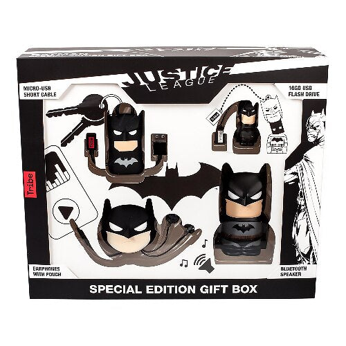 A Photo Of Tribe DC Batman Movie Gift Box, Keyline microUSB, 16gb USB drive, BT Speaker, Ear Phone Baggy