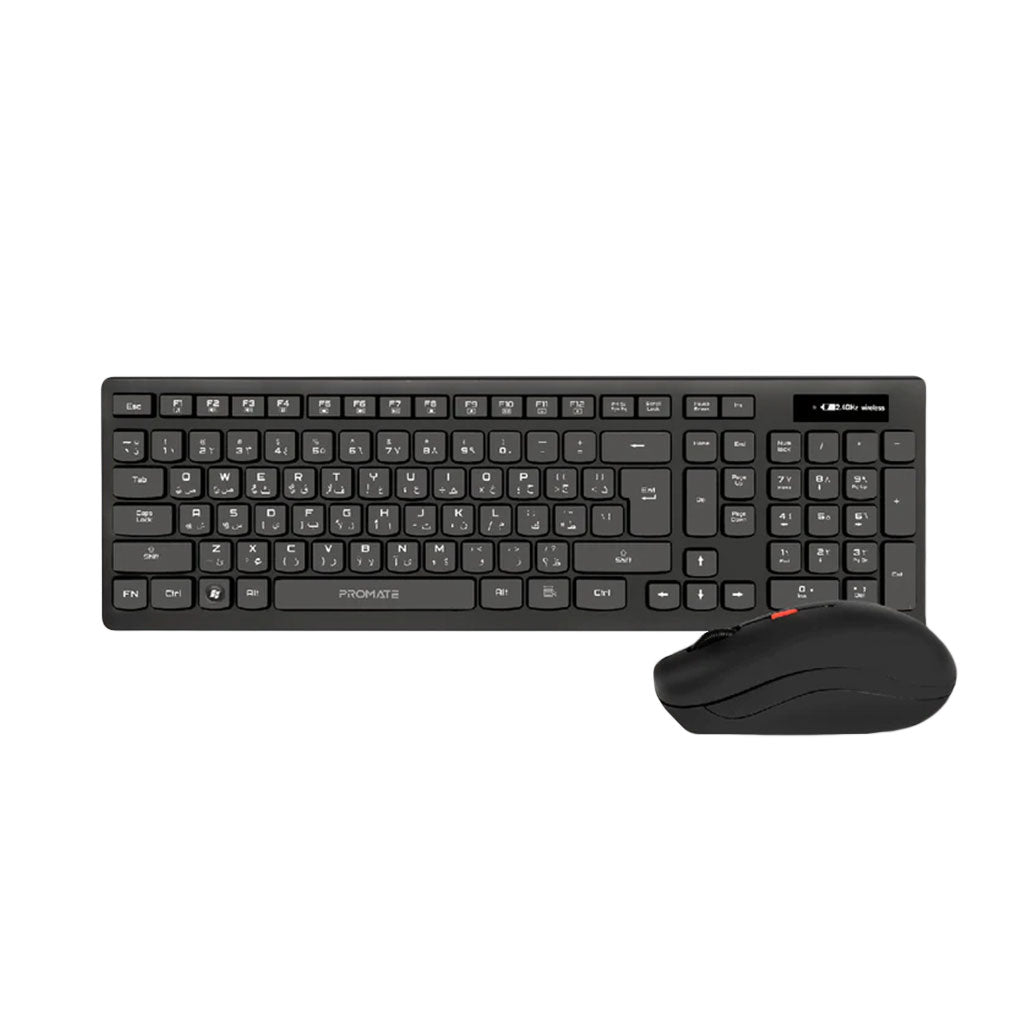 A Photo Of Promate ProCombo-12 - Sleek Full-Size Wireless Keyboard and Ambidextrous Mouse Set