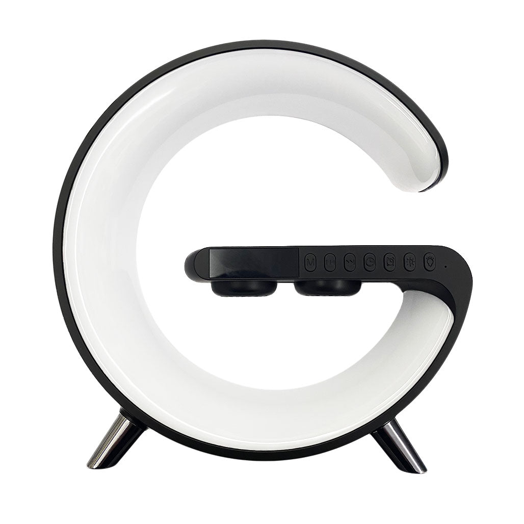 A Photo Of Smart Light with Speaker, Alarm Clock, and Wireless Charging – Sunrise Simulation, Customizable White Noise, and Dimmable Bedside Lamp