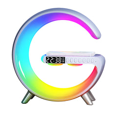 A Photo Of Smart Light with Speaker, Alarm Clock, and Wireless Charging – Sunrise Simulation, Customizable White Noise, and Dimmable Bedside Lamp