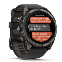 A Photo Of Garmin fēnix® 8 Pro – 51 mm, Amoled - Sapphire, Carbon Gray DLC Titanium with Black/Pebble Gray Silicone Band