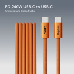 A Photo Of Blupebble PowerFlow PD 240W USB-C to USB-C Charge & Sync Braided Cable