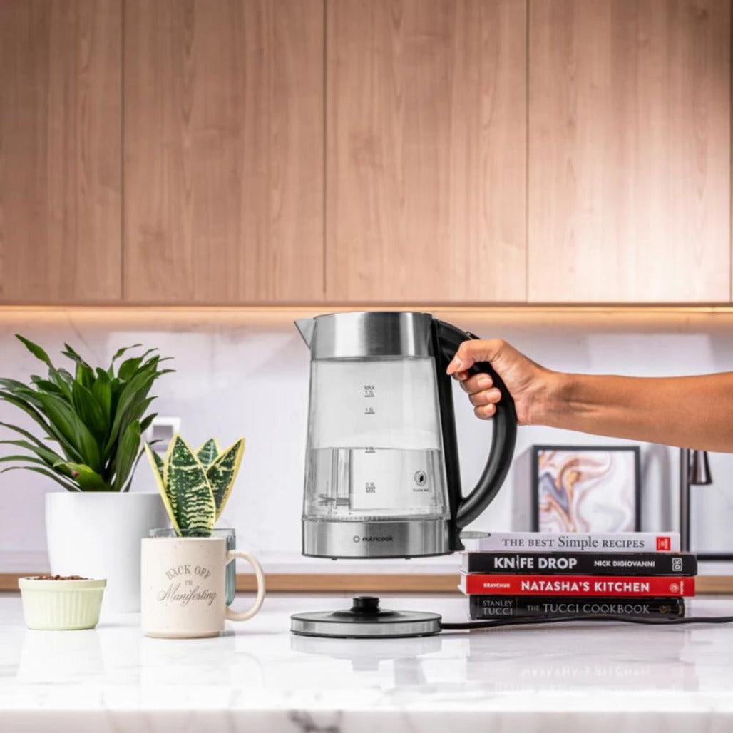 A Photo Of Nutricook Electric Glass Kettle - 1.7L, Double-Wall, Heavy-Duty Design, Elite Durability - NC-GK100