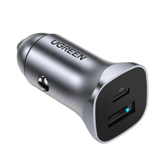A Photo Of Ugreen 40858 30W USB C Car Charger Dual Port PD3.0 QC3.0 Fast Charging