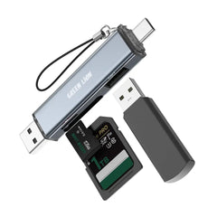 A Photo Of Green Lion 3 in 1 Card Reader with USB-A & USB-C Connectivity - Gray