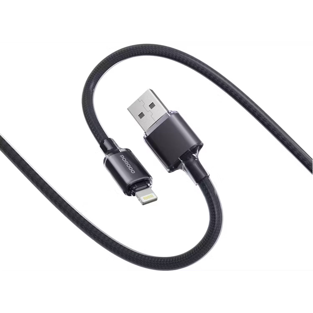 A Photo Of Porodo USB-A To Lightning Braided Cable - PDCBL0036BK