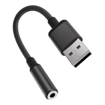 Porodo Audiolink Female 3.5mm Audio Jack to USB-A Adapter  | 10cm Cable Length - Black Color | (PDCBL0041BK)