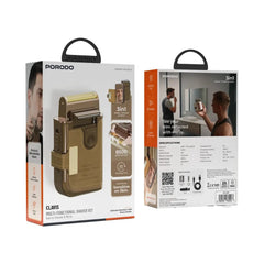 A Photo Of Porodo Clavis Multi-Functional Shaver Kit with Built-In Trimmer & Mirror - Brown