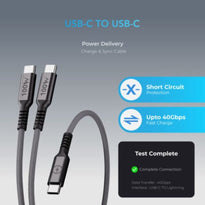 Blupebble PowerFlow 3in1 PD 100W USB-C to USB-C - BP-PFUSBC1.2M100W-BK-SD26-J