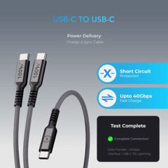 A Photo Of Blupebble PowerFlow 3in1 PD 100W USB-C to USB-C - BP-PFUSBC1.2M100W-BK-SD26-J